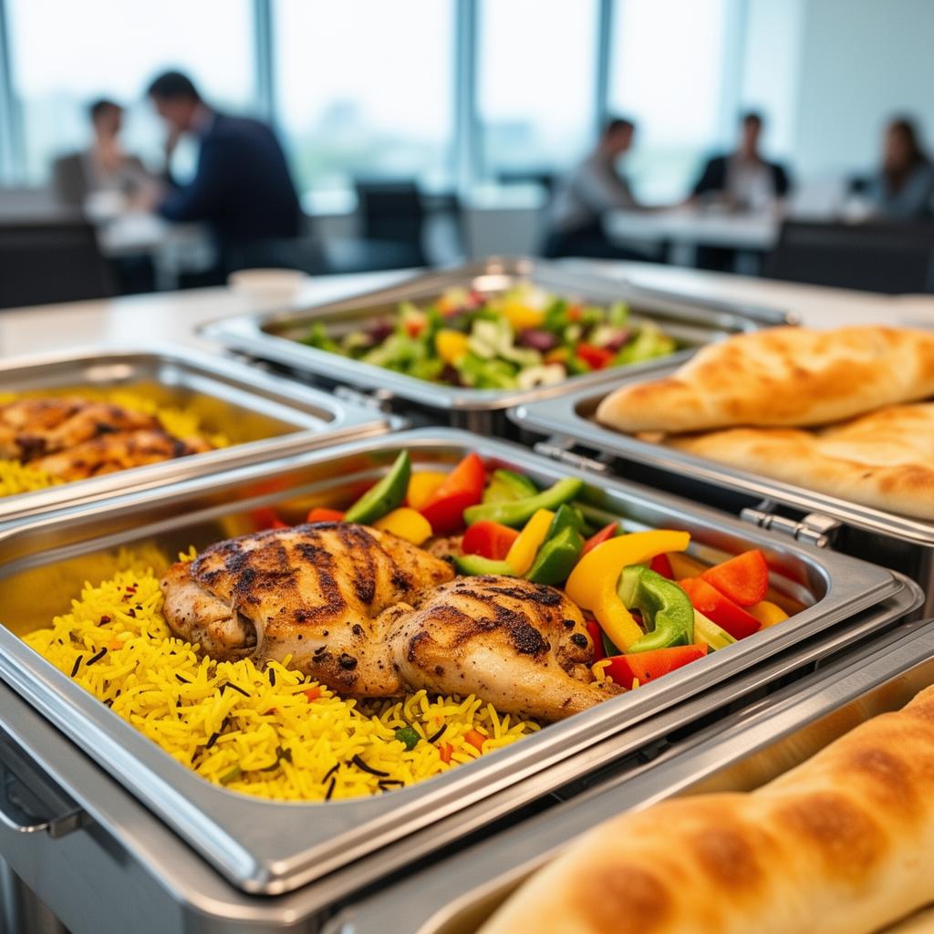Tägliche Mittagessen-Lieferung in einem Berliner Büro
